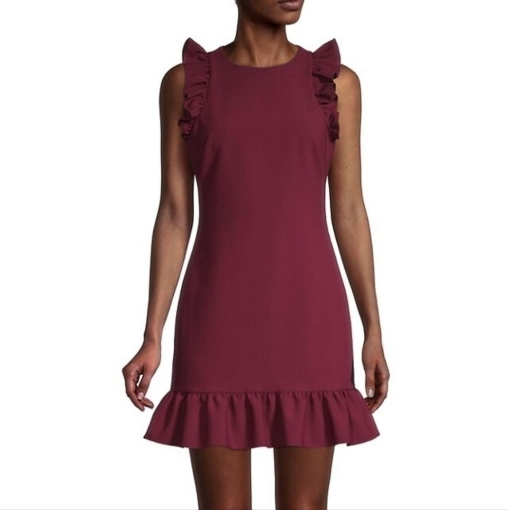 Likely Burgundy Russo Ruffle Dress in Rhub NWT